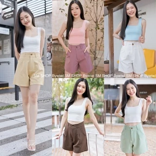 🌈รุ่น B1🌈 พิเศษ!กางเกงขาสั้นทรงบอย กระดุมหน้า ผ้าไอวี่หรือผ้าเปเป้ ราคาถูกS-2XL มีบริการเก็บปลายทาง