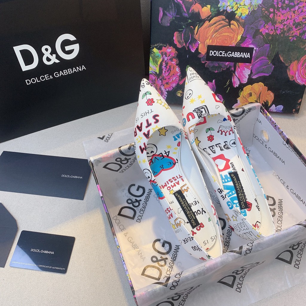 ☊D+G new graffiti design 6.5cm high heel shoes women korean athena1