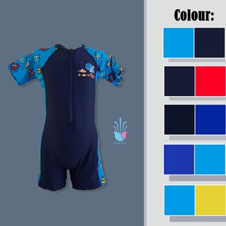 [Swimming suit] ชุดว่ายน้ำวันพีชแขนสั้น ชุดหมีสำหรับเด็กCode: 58041 (Kids) S M L XL 2XL