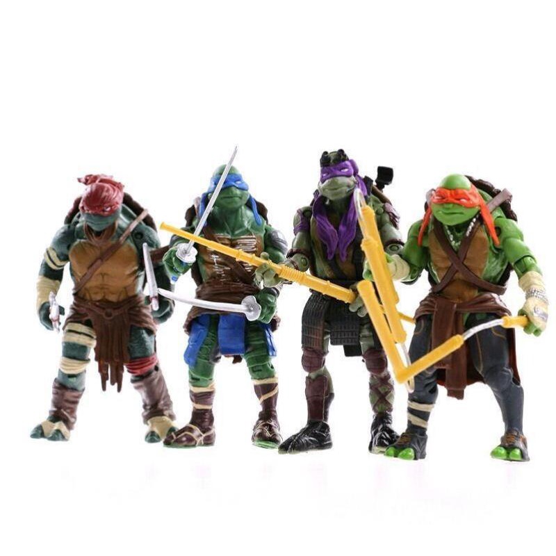 ตุ๊กตานินจาเต่าทอง TMNT 4 ตัว รุ่น Movie Edition 2014 สามารถเคลื่อนไหวได้ พร้อมของเล่น Ladybug ส่งจากกรุงเทพฯ