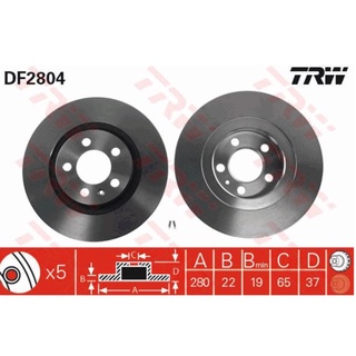 จานเบรกหน้า TRW : AUDI A3 1.8 1998-2000 ***ราคาต่อใบ