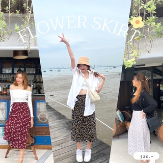 (ส่วนลดดูหน้าร้าน)กระโปรงผ้าไหมอิตาลีรุ่นflower skirt ตัวละ 320บาท