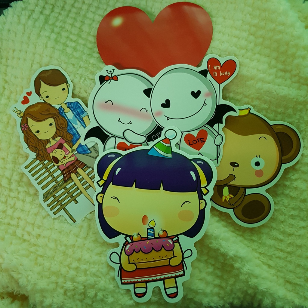 555 PaperPlus การ์ด กระดาษจดหมาย การ์ดตัวการ์ตูน กระดาษแข็ง มันเงา มีเส้น