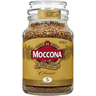 Moccona Classic 5 Medium Roast Instant Coffee มอคโคน่า คลาสสิก 5 มีเดี่ยม โรสต์ กาแฟสำเร็จรูป (รอยัลโกลด์เดิม) 200g.