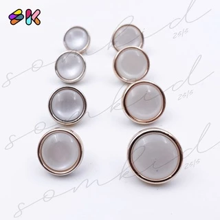 somkid กระดุมมุกมันวาว ขอบทองนากเรียบ มีขาสอยก้น ขนาด11mm(size18L), 13mm (size20L)