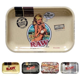 Raw สินค้าในไทยพร้อมส่ง1-2วัน ถาดยำ RAWแท้100% ขนาด28x18cm ถาดโรล Raw metal rolling tray life saver Raw rolling