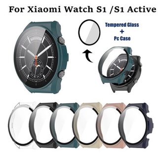 เคส PC + กระจกนิรภัย สําหรับ Xiaomi mi watch s1 Active เคสแข็ง กันชน ฟิล์มป้องกัน สําหรับ Xiaomi mi watch s1 Smartwatch