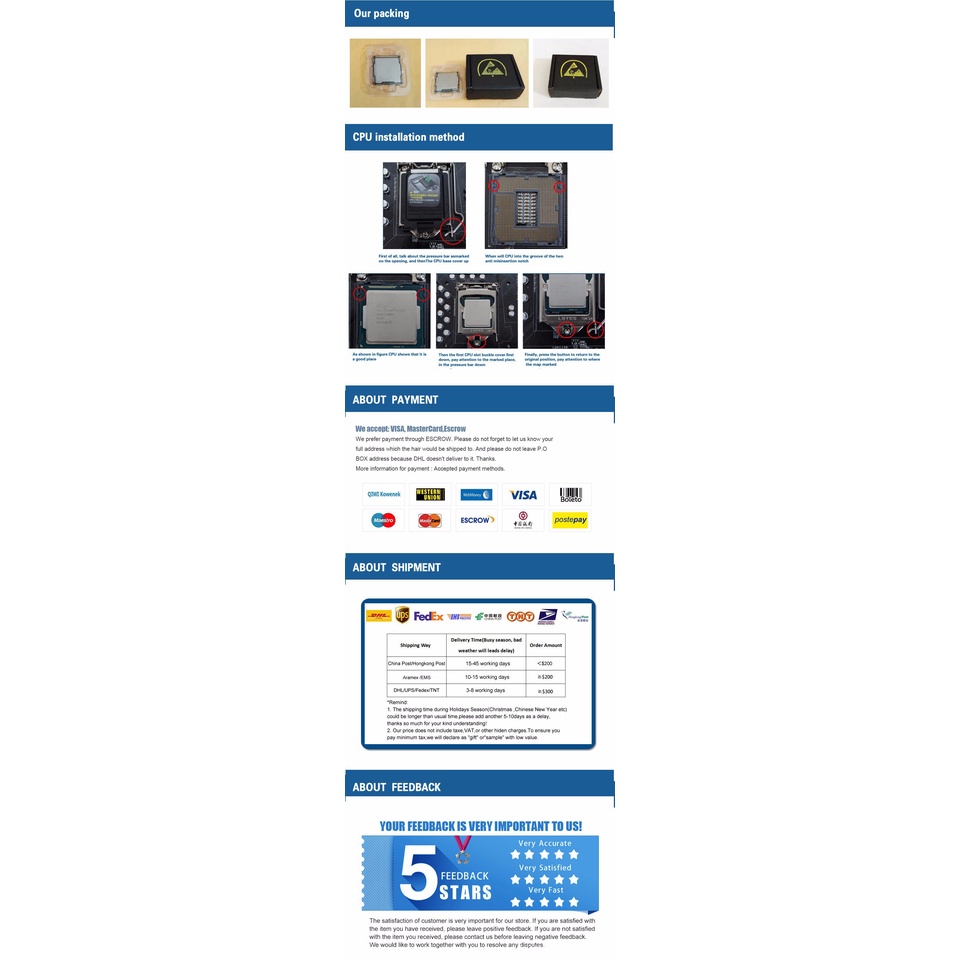 ส่งเร็ว 4 คอร์ INTEL Core 2 Quad Q9300 โปรเซสเซอร์ CPU 2.5Ghz 6M 1333GHz) ซ็อกเก็ต LGA 775 #6