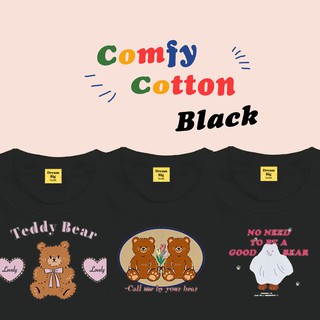 Live109# เสื้อยืด สีดำ comfy cotton S-XXL งานคัตตอล สไตล์เกาหลี Dream Big Tshirt โอเวอร์ไซน์ ลายน่ารัก พร้อมส่ง