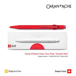 Caran DAche 849 Claim Your Style "Scarlet Red" Ballpoint Pen - ปากกาลูกลื่นคารันดัช 849 รุ่นพิเศษ สีสกาเล็ตเรด