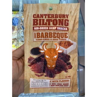 เนื้อวัวแห้ง รมควัน รส บาร์บีคิว ตรา แคนเทอร์บิวรี บิลตอง 40 G. Smokey Barbeque Beef Snack ( Canterbury Biltong Brand )