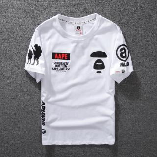 【Hot】AAPE  ผู้ชายและผู้หญิงแฟชั่นคู่ลำลองแขนสั้นเสื้อยืด