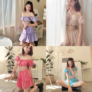 ครอปผูกเอวแขนตุ๊กตาพร้อมกระโปรง 5 สี