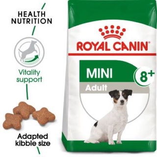 Royal canin Mini Adult8+ 2KG สุนัขพันธ์เล็ก อายุ 8 ปีขึ้นไป ขนาด 2 กก. อาหารสุนัขสูงวัย พันธุ์เล็ก ชนิดเม็ด (MINI ADUL