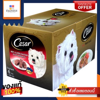 ซีซาร์อาหารสุนัขรสเนื้อและตับ 100 ก X 6CESAR WET DOG FOOD BEEF + LIVER 100 G.X6