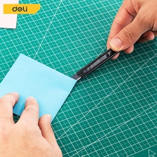 Deli คัตเตอร์ มีดคัตเตอร์ คัตเตอร์จิ๋ว 9mm พกพาง่ายๆ โลหะผสมเหล็ก ใบมีดเฉียง 30° 60° Cutter