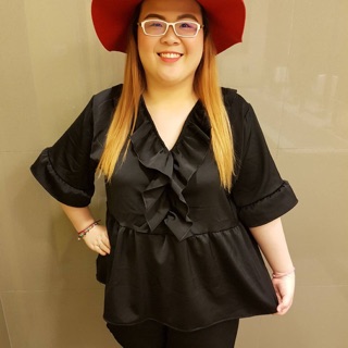 เสื้อแฟชั่นคอวีดรเทลระบาย