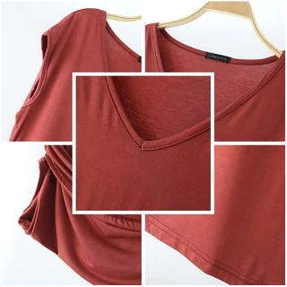เสื้อยืดหญิง สีพื้น ผ้า Modal แขนกุด Modal sleeveless T-shirt 1906