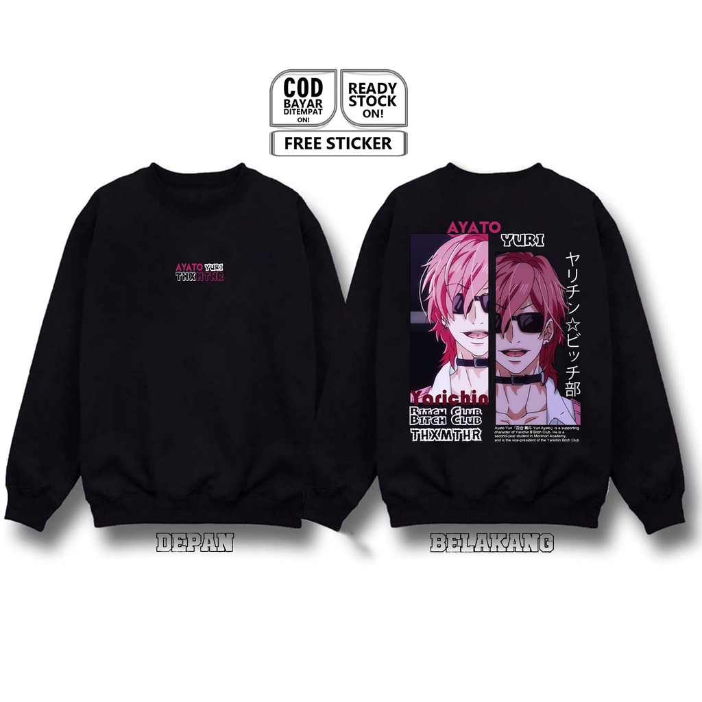 CREWNECK SWETER AYATO YURI YAIRICHIN BITCH CLUB TAKASHI YUU KASHIMA GUESTRA FUJISAKI ANIME MANGA SIG
