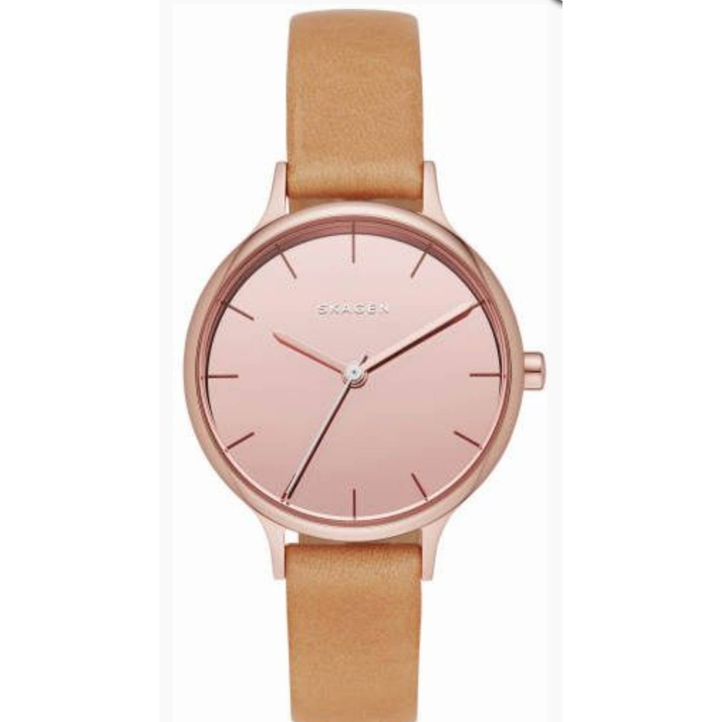นาฬิกาผู้หญิง แบรนด์เนม Women's Skagen Anita Mirror Leather Strap Watch SKW2412 สินค้าแท้ 100% รับประกัน 1 ปี