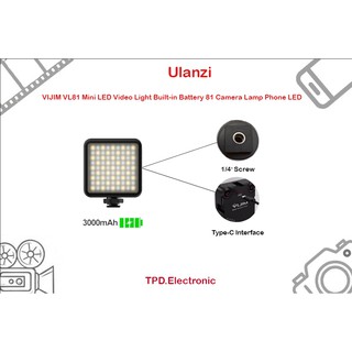 VIJIM VL81 Mini LED Video Light Built-in Battery 81 Camera Lamp Phone LED