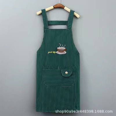 ผ้ากันเปื้อน ชุดกันเปื้อนมีกระเป๋าหน้า Cooking Apron ลายแก้วกาแฟเย็บปัก เนื้อผ้าcotton  ลายCOFEE CUP