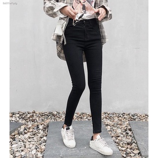 jeansยีนส์℡Cc jeans 009 กางเกงยีนส์ผู้หญิง เอวสูง ทรงเดฟยืด สีดำ กางเกงใส่ทำงาน กางเกงผู้หญิง