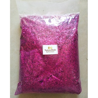 กากเพชรสีชมพูบานเย็น โฮโลแกรม (รุ้ง) Glitter  เกรด A  / 0.5 กก.