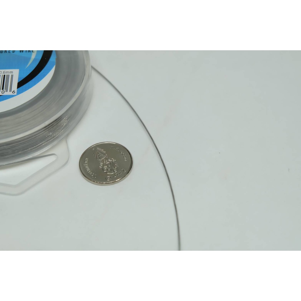 ลวดสลิง สแตนเลส 0.3-0.6 mm.หุ้มยาง ยาว 2 m. ร้อยลูกปัด ตกปลา พร้อมปลอก