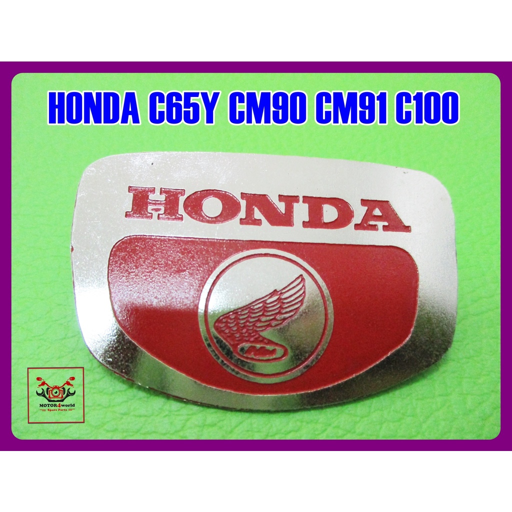 HONDA C65Y CM90 CM91 C100 - LOGO WIND SHIELD "ALUMINIUM" PLATE // แผ่นโลโก้บังลม อลูมิเนียม สีแดง