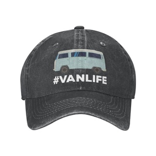 คอลูกเรือเสื้อยืดคอกลมVanlife หมวกเบสบอล ลายกราฟฟิค สําหรับผู้ชาย และผู้หญิงผ้าฝ้ายแท้