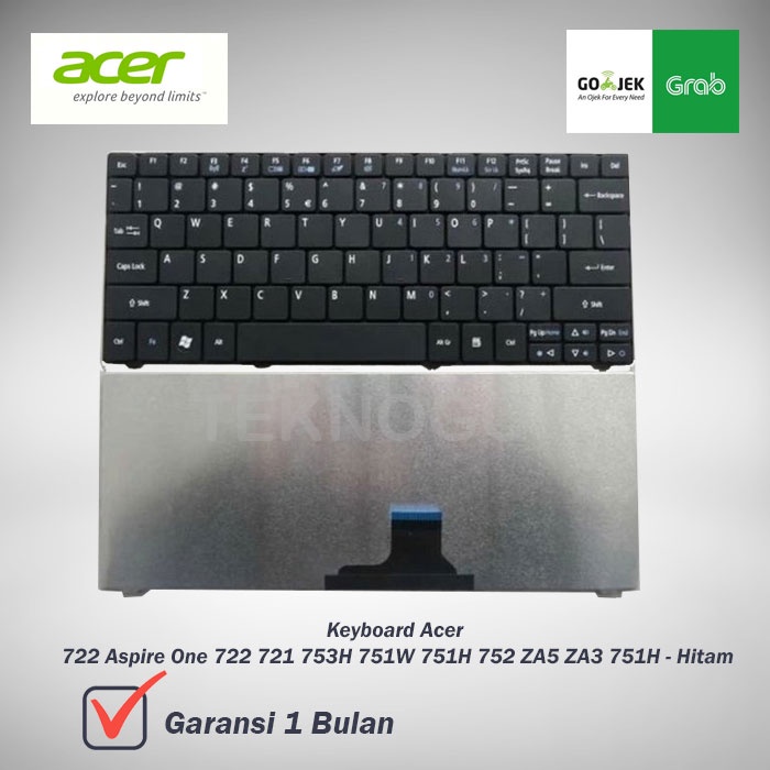 คีย์บอร์ด Acer 722 Aspire One 722 721 753H 751W 751H 752 ZA5 ZA3 751H - สีดํา