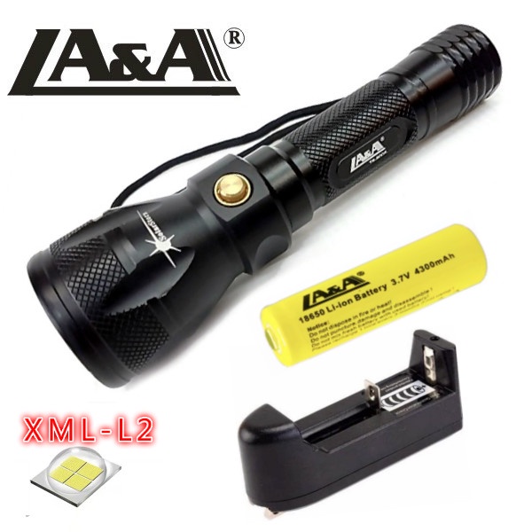 LA&A ไฟฉายดำน้ำ ไฟฉายแรงสูง กันน้ำได้ ส่องสว่างในน้ำลึก รุ่น9005 LEDแสงสีขาว.