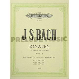 Bach, J.S: Sonatas for Violin and Harpsichord (Piano), Vol. 3 for Violin and Continuo (EP4591c)