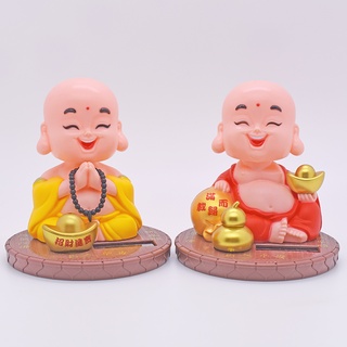 Monk Doll Solar Power Nodding Bonze Ornament for Home Shop Car Interior Decor