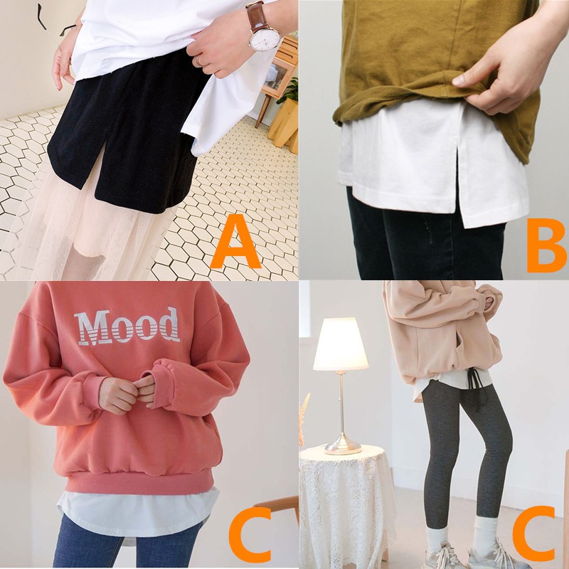 ชายเสื้อแบบกระโปรงสั้น เนื้อผ้าฝ้าย สีดำและสีขาว แฟชั่นสไตล์เกาหลี สำหรับผู้หญิง