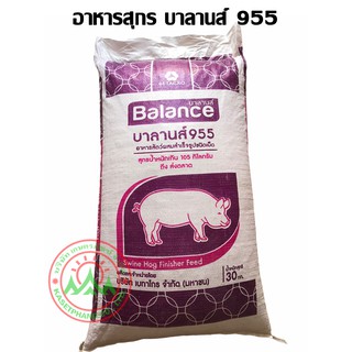 บาลานส์ 955 อาหารสุกร สำหรับสุกรน้ำหนัก 105 กิโลกรัม ถึงส่งตลาด บรรจุกระสอบ 30 กิโลกรัม