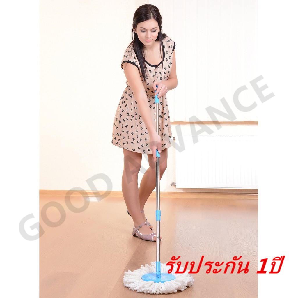 ไม้ม็อบ ถังปั่น  มีผ้าถูพื้น 2 ชิ้น มีล้อในตัวGM01มีล้อในตัว มีช่องปล่อยน้ำทิ้ง