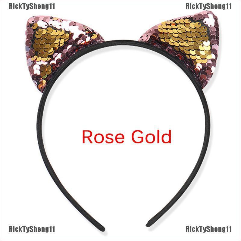 [COD RTS]Girls Sequins Hairband Cat Ear Cosplay Headband Women Headwear