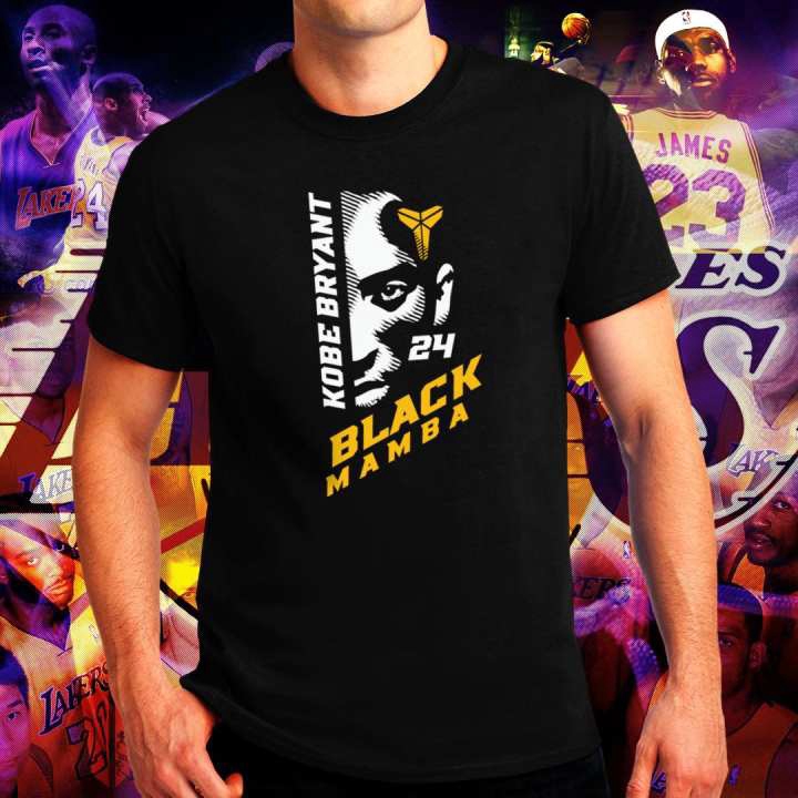เสื้อกีฬาบาสเก็ตบอลลายทีม los angeles lakers kobe bryant 24 สีดํา