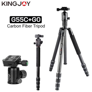 KINGJOY G55C + G0 Professional คาร์บอนไฟเบอร์ขาตั้งกล้องสำหรับกล้องดิจิตอล Tripode คุณภาพสูง