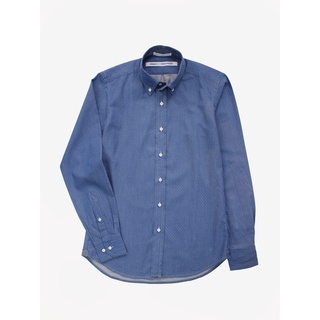 [JBB*] BUTTON-DOWN COLLAR SHIRT IN POLKA-DOT LIGHT INDIGO เจบีบี เชิ้ต ผ้าคอตตอน แขนยาว ผ่าหน้า เชิ้ตผู้ชาย ลายจุดเล็ก