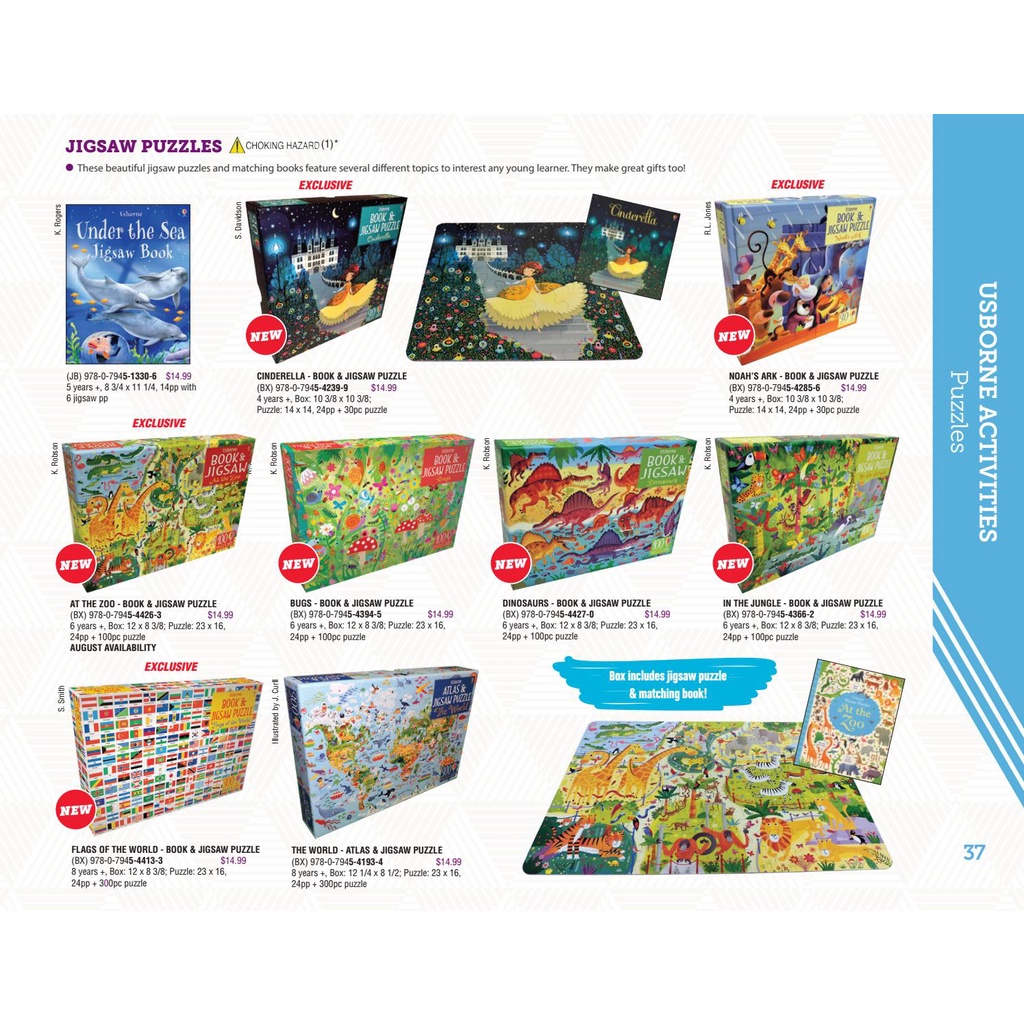 [Jigsaw จิ๊กซอว์]USBORNE The Jungle Jigsaw, Human Body, Dinosaurs, Unicorn 100 Pieces