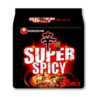 🔥ยอดนิยม!! นงชิม ชินรามยอน ซุปเปอร์สไปซี่ 120 กรัม x 5 ซอง Nongshim Shin Ramyun Super Spicy 120 g