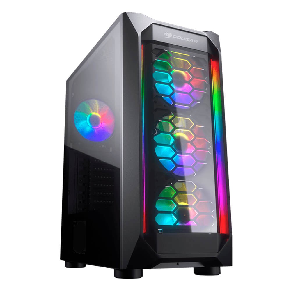 Case COUGAR MX410-G RGB (4 x Fan) Powerful Airflow and Compact Mid-Tower ATX Case with Tempered Glass #เคสเกมมิ่ง