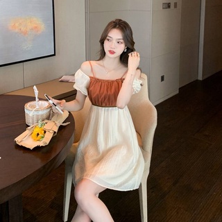 ชุดเดรส ชุดทำงาน ชุดคาแฟ่ เกาหลี เสื้อสายเดี่ยว  งานตรงปกไม่จกตา ป้ายห้อย พร้อมส่ง
