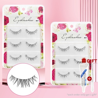 Mikiwi ใหม่ 3 คู่ขนตาปลอมธรรมชาติ Soft Handmade Eye เครื่องมือแต่งหน้า Eyelash Extension