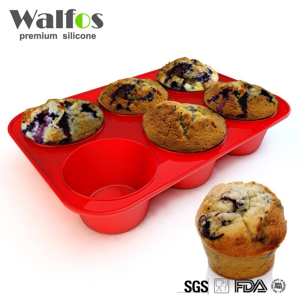 Walfos แม่พิมพ์เค้กซิลิโคน 6 ช่องคุกกี้มัฟฟินถาดอบเบเกอรี่เครื่องมือ
