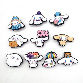 Sanrio Series Jibitz Croc Pins การ์ตูนน่ารัก Cinnamoroll รองเท้าหัวเข็มขัดตกแต่ง Jibbit Charm สําหรับผู้หญิงอุดตันรองเท้าอุปกรณ์เสริม