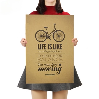 Dlkklb สติ๊กเกอร์โปสเตอร์ Life is Like Riding a Bicycle สําหรับติดตกแต่งผนังบ้านบาร์คาเฟ่ 51.5x36ซม.